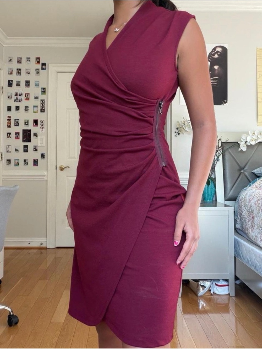 Kenneth Cole New York Sleeveless Wine Wrap Dress